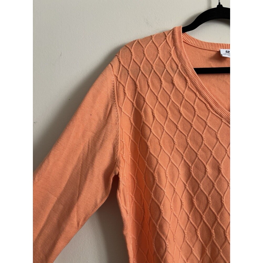 Daily Sports Sweden Women’s XXL Knit Sweater V Neck Bright Orange Luxury Golf‎ - Picture 4 of 7